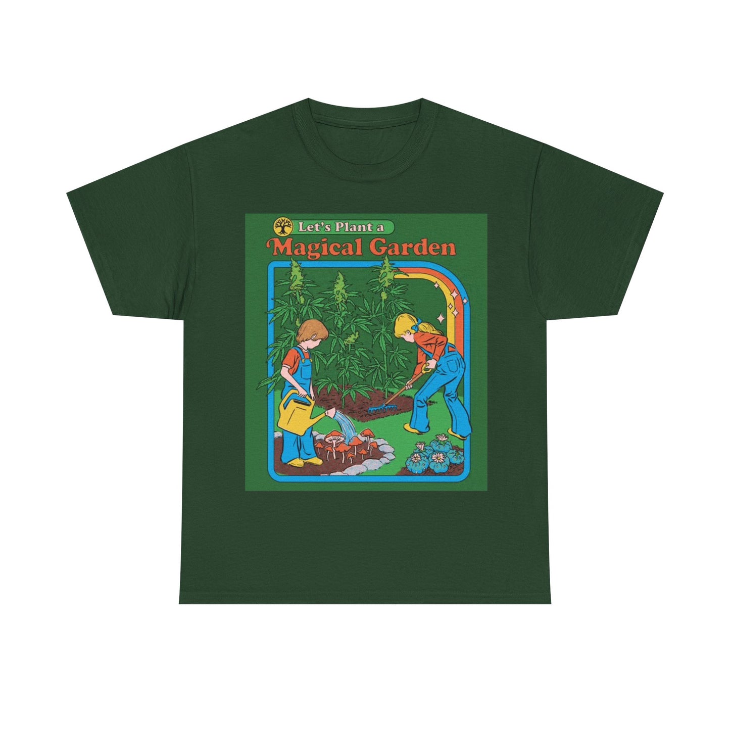 Magical Garden Tshirt Vintage Weed Funny Graphic Mushrooms Unisex Heavy Cotton