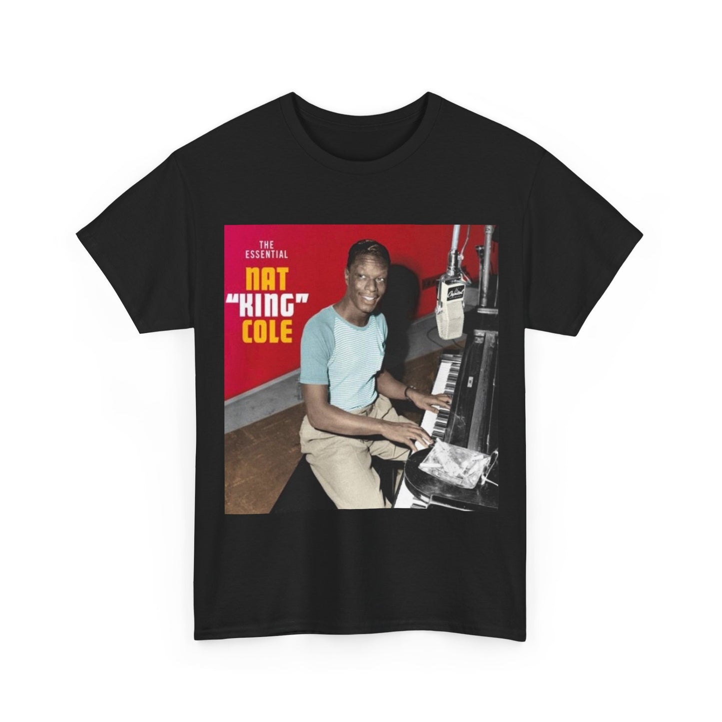 Nat King Cole Tshirt Vintage Piano Concert Poster retro Unisex Heavy Cotton Tee