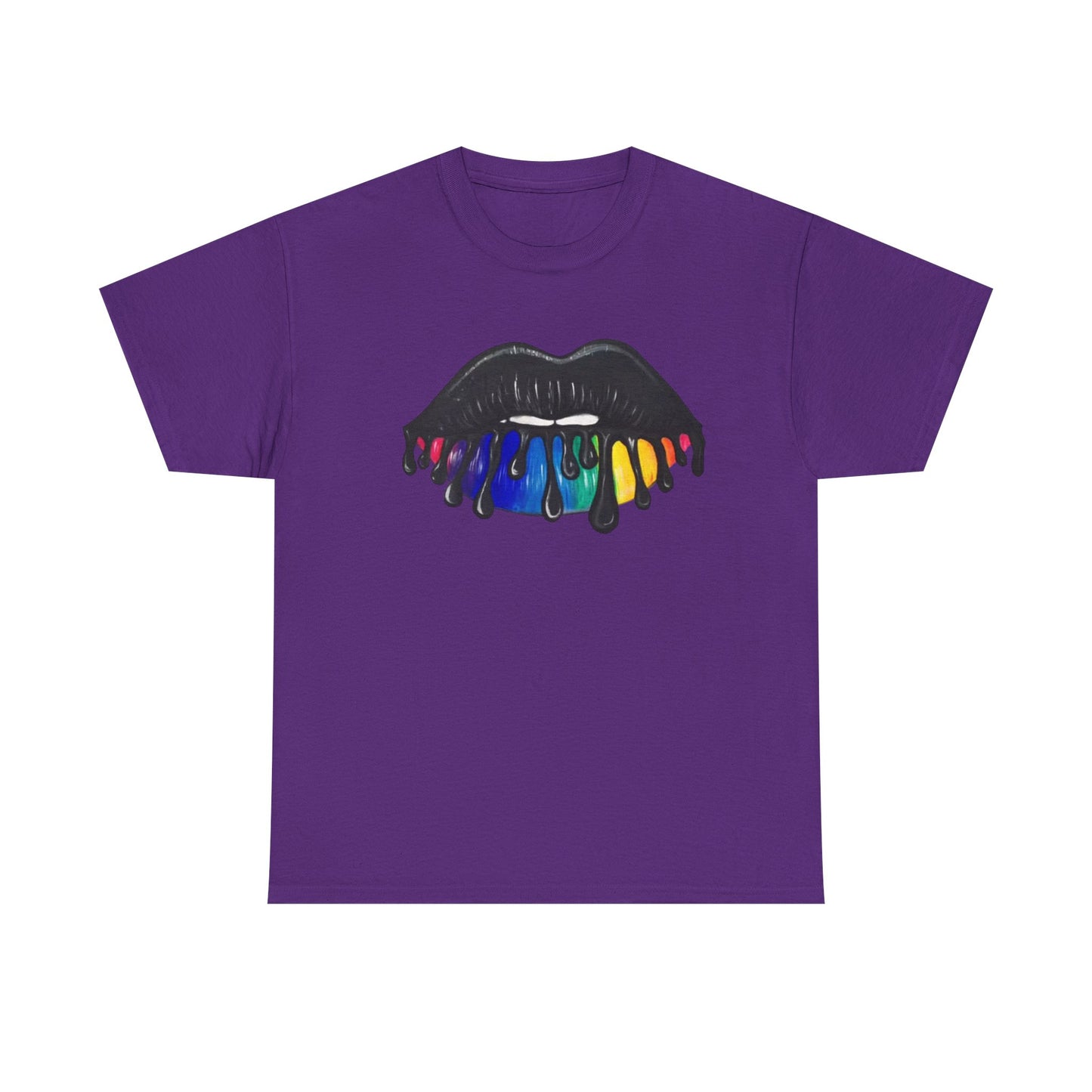 Rainbow Lips Tshirt Girly Tattoo cute womens kiss Unisex Heavy Cotton Tee