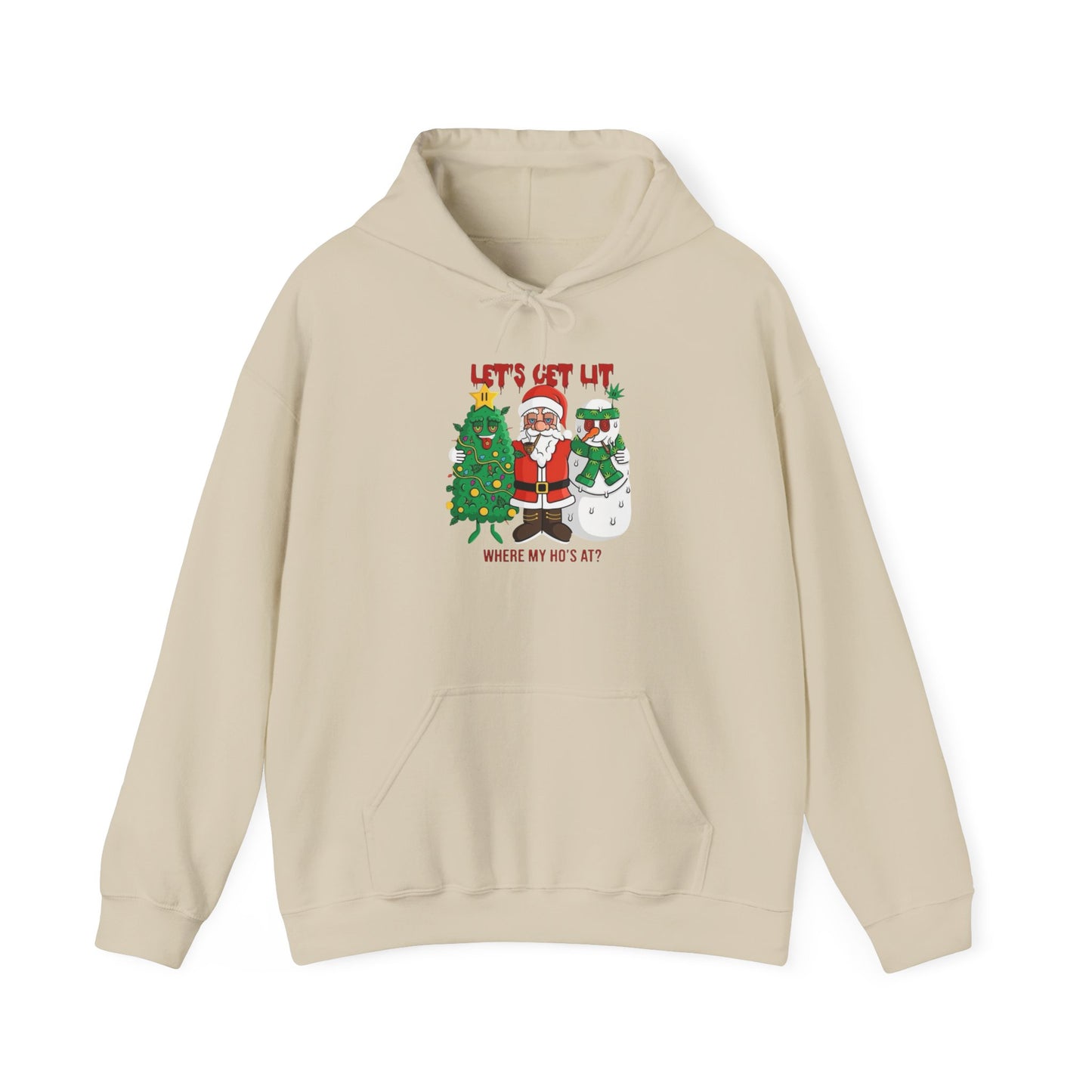 Lets Get Lit Santa Funny Graphic Hoodie NEW Unisex Heavy Blend Hooded Sweatshirt