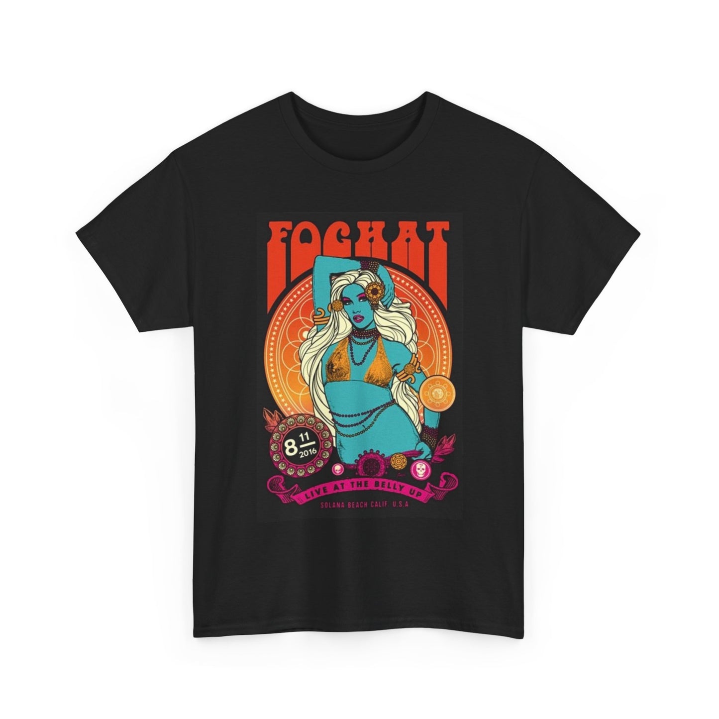 FogHat Tshirt Vintage Rock Poster Retro 70s Woodstock Unisex Heavy Cotton Tee y