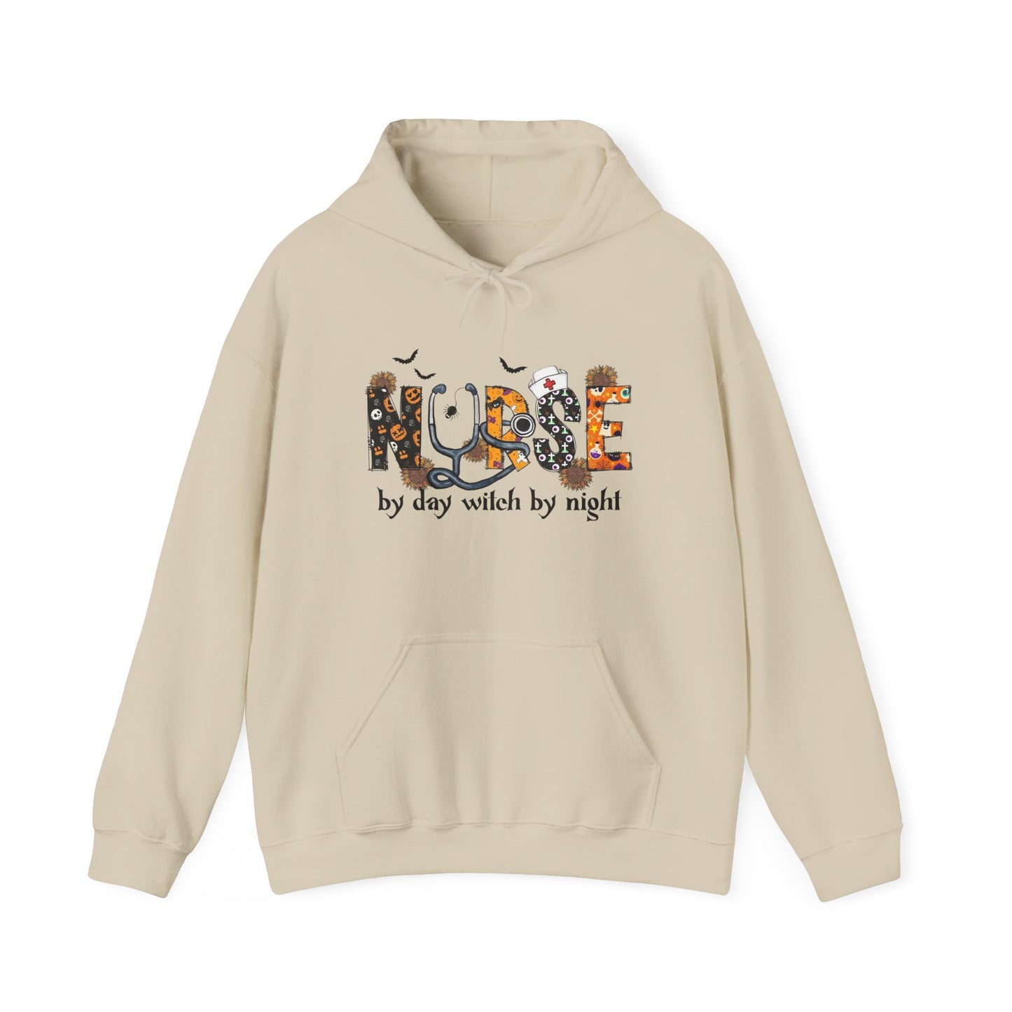 Nurse By Day Witch By Night Graphic Hoodie Unisex Heavy Blend™ Hooded Sweatshirt