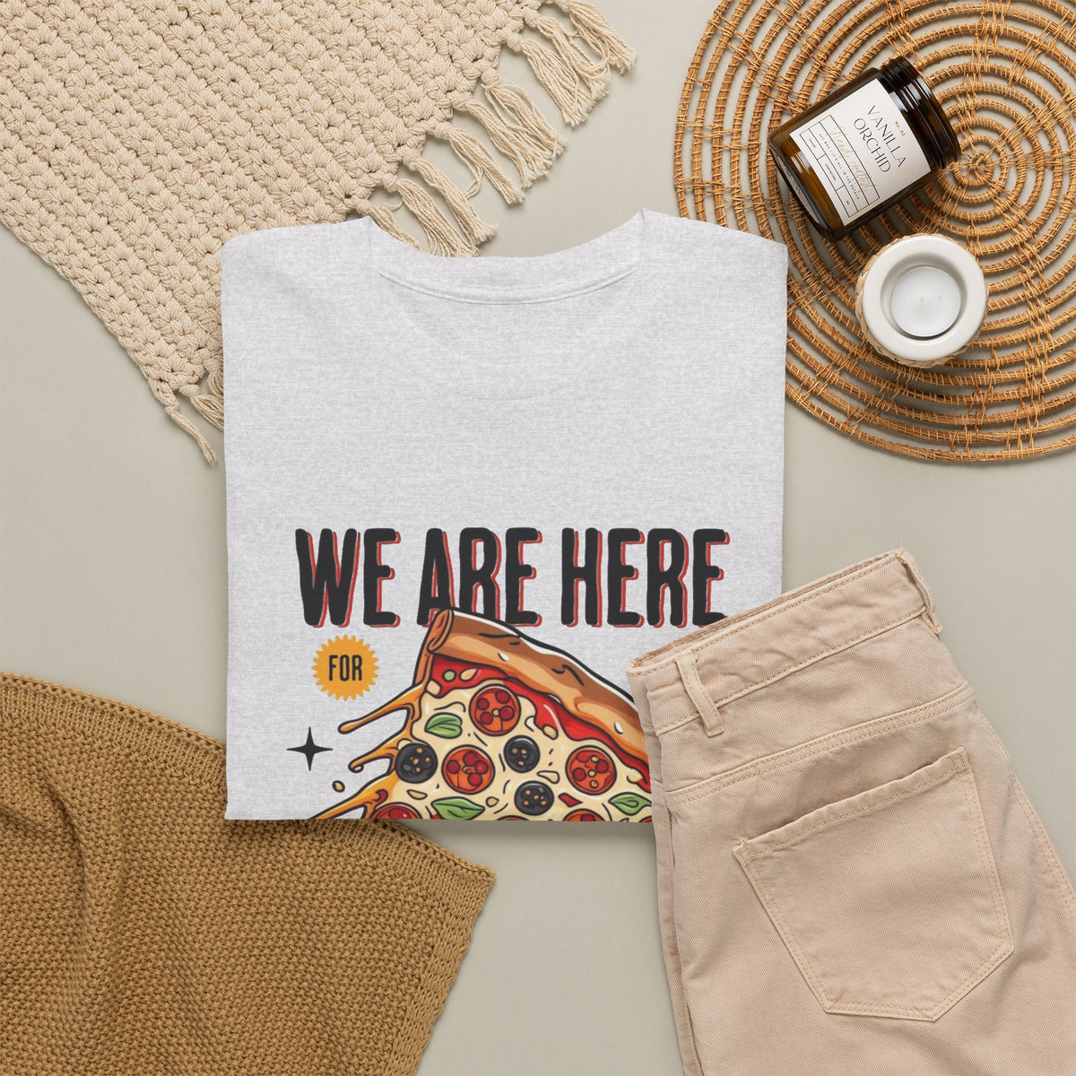 Here For Pizza Graphic T Shirt Men's Heavy Cotton Tee