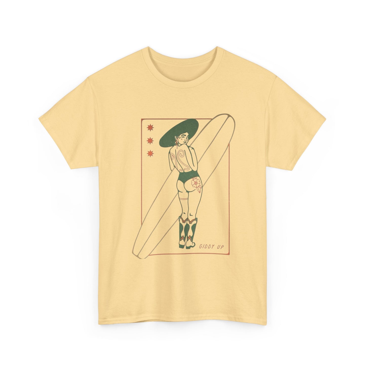 Giddy Up Surfer Graphic T-Shirt Cotton Tee New Gift Vintage