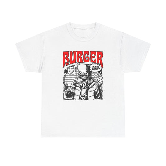 Burger Addict Funny Graphic T Shirt Unisex Heavy Cotton Tee