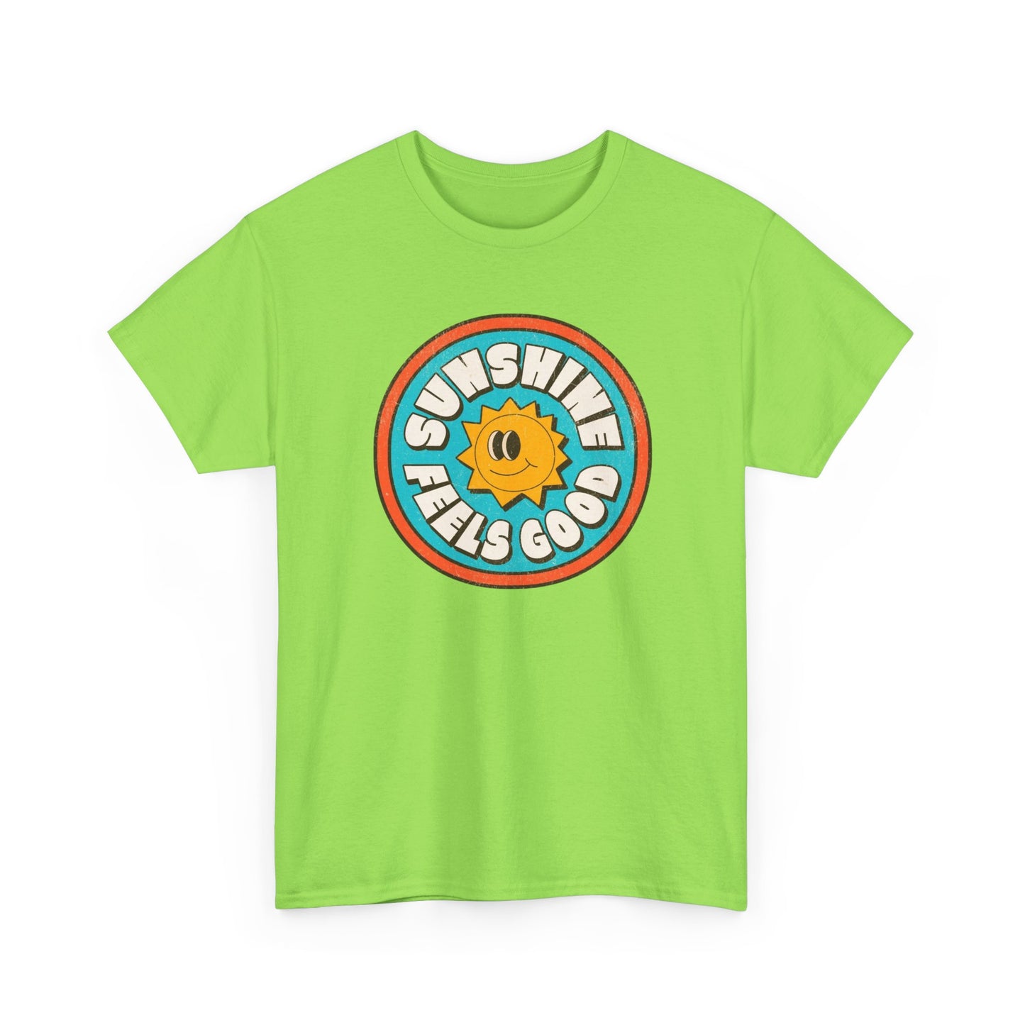 Sunshine Feels Good Graphic T Shirt Happy Smiles Unisex Heavy Cotton Tee