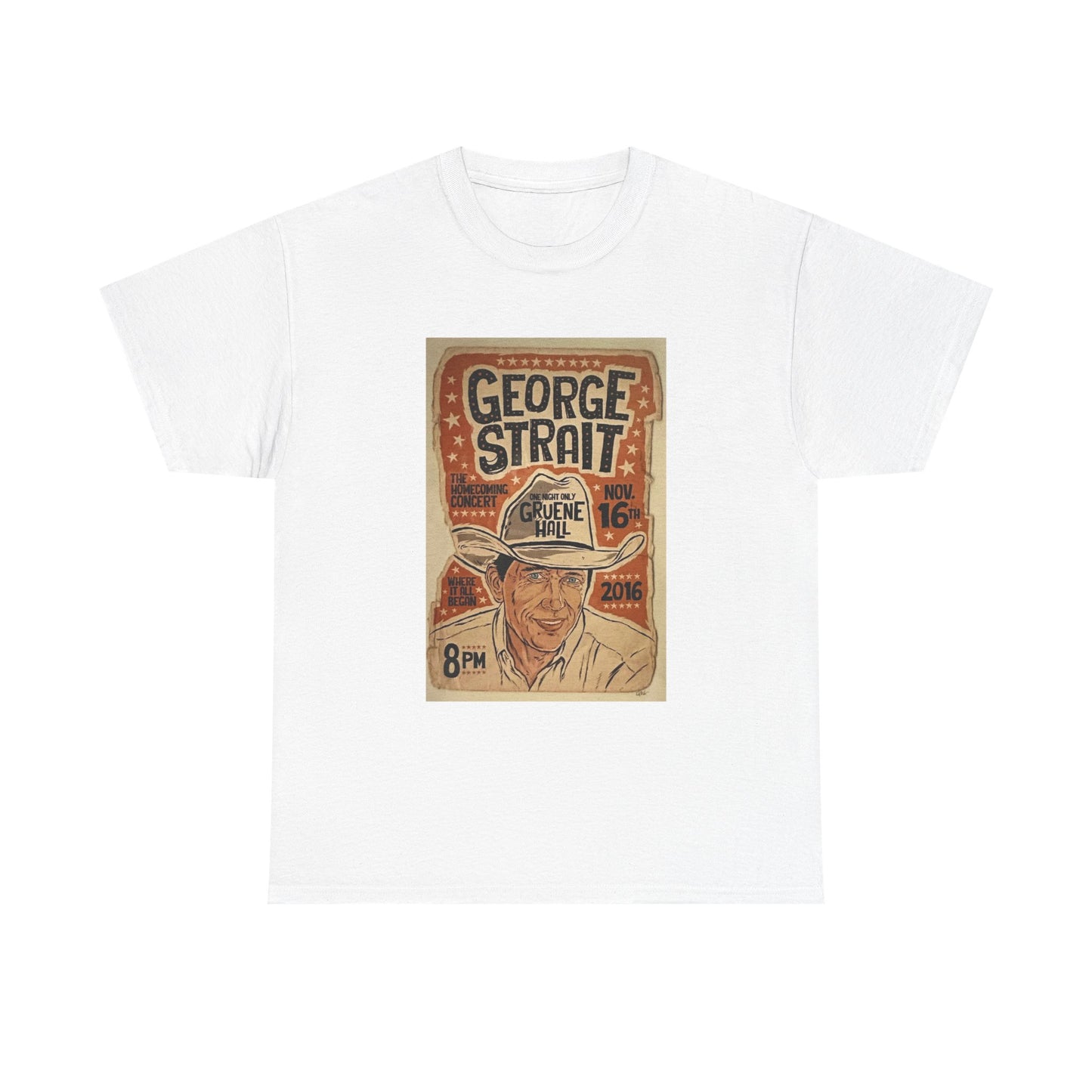 George Strait Tshirt Texas Country Poster Retro Tour Unisex Heavy Cotton Album