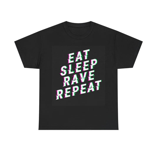 Eat Sleep Rave Repeat Tshirt EDM Techno house Music Unisex Heavy Cotton Tee