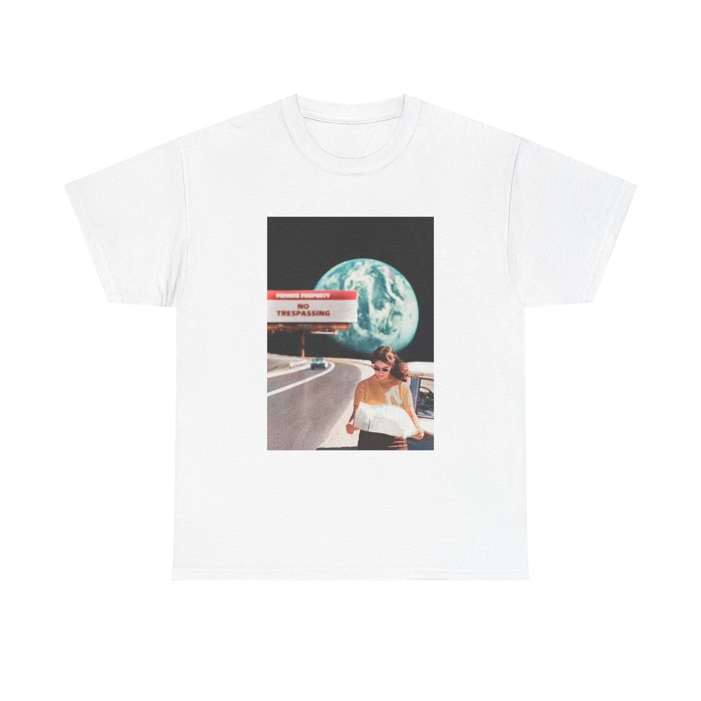 Space Travel Shirt Vintage Moon And Earth Graphic Unisex Heavy Cotton Tee