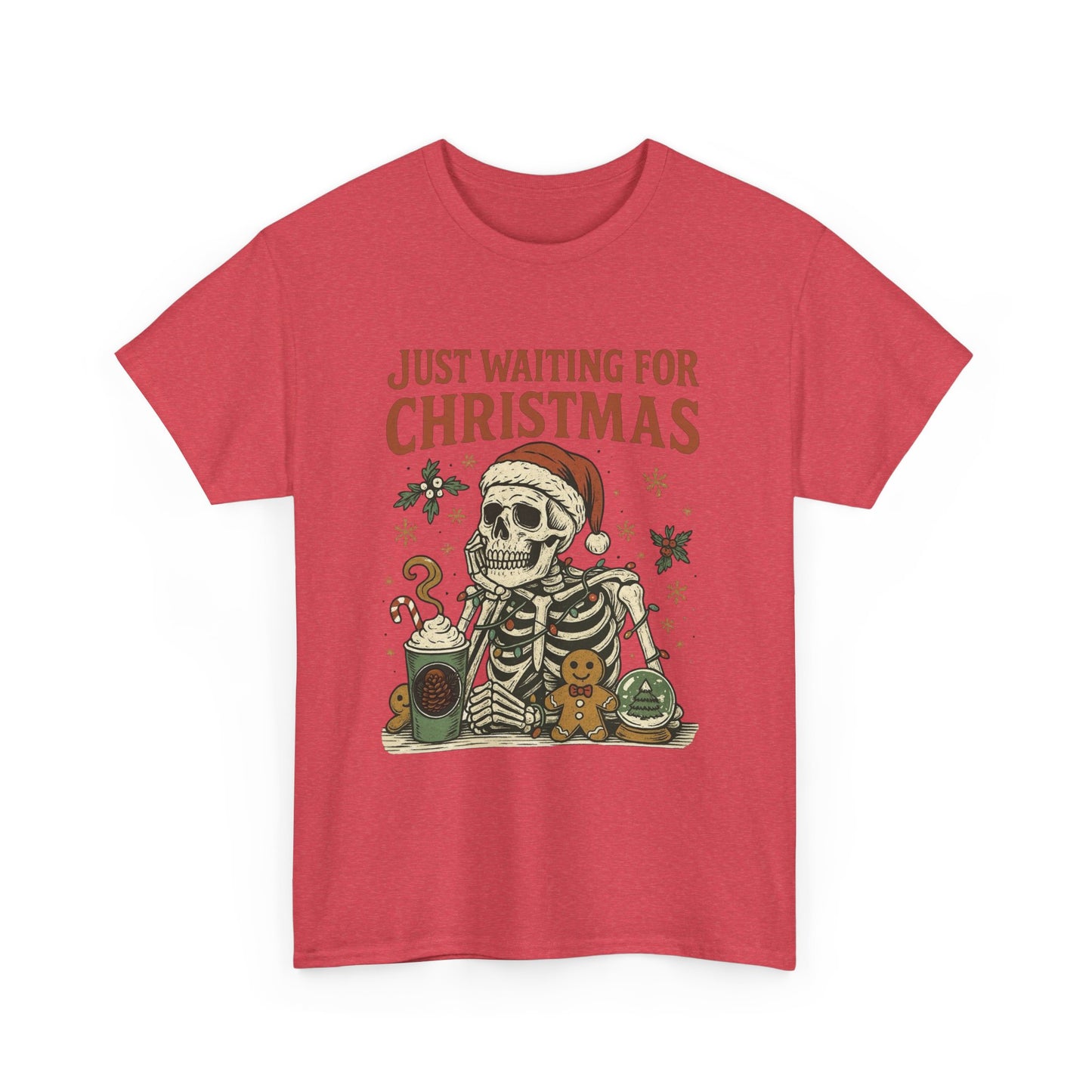 Just Waiting For Christmas Graphic T Shirt NEW Unisex Heavy Cotton Tee