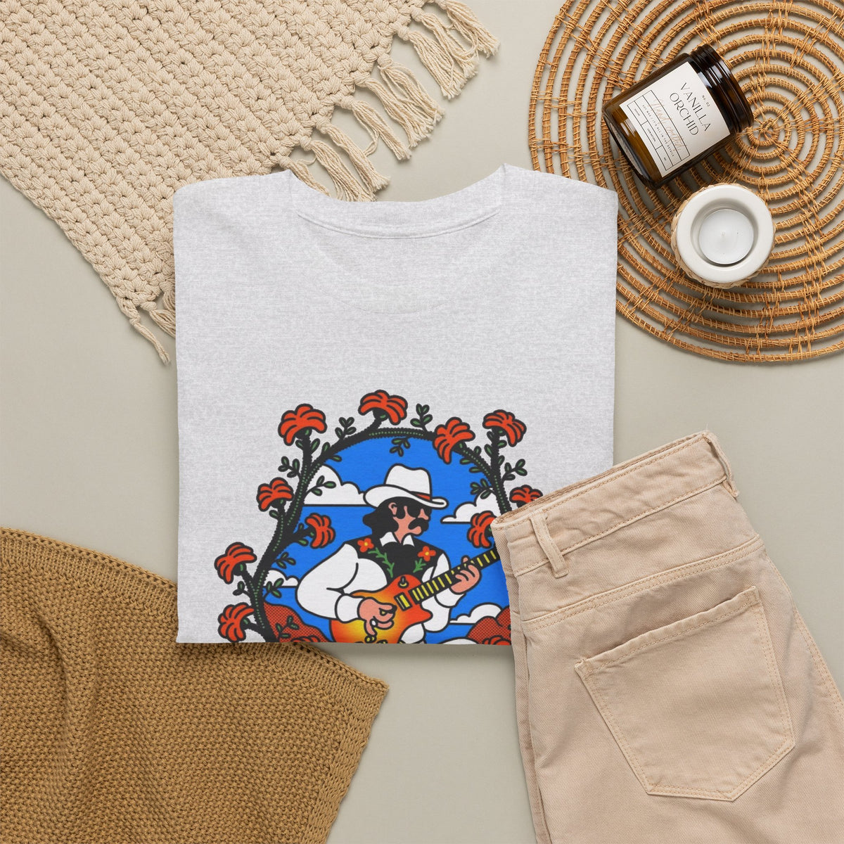 Romanceur Guitar Player Illustration T-Shirt Men's Graphic Tee