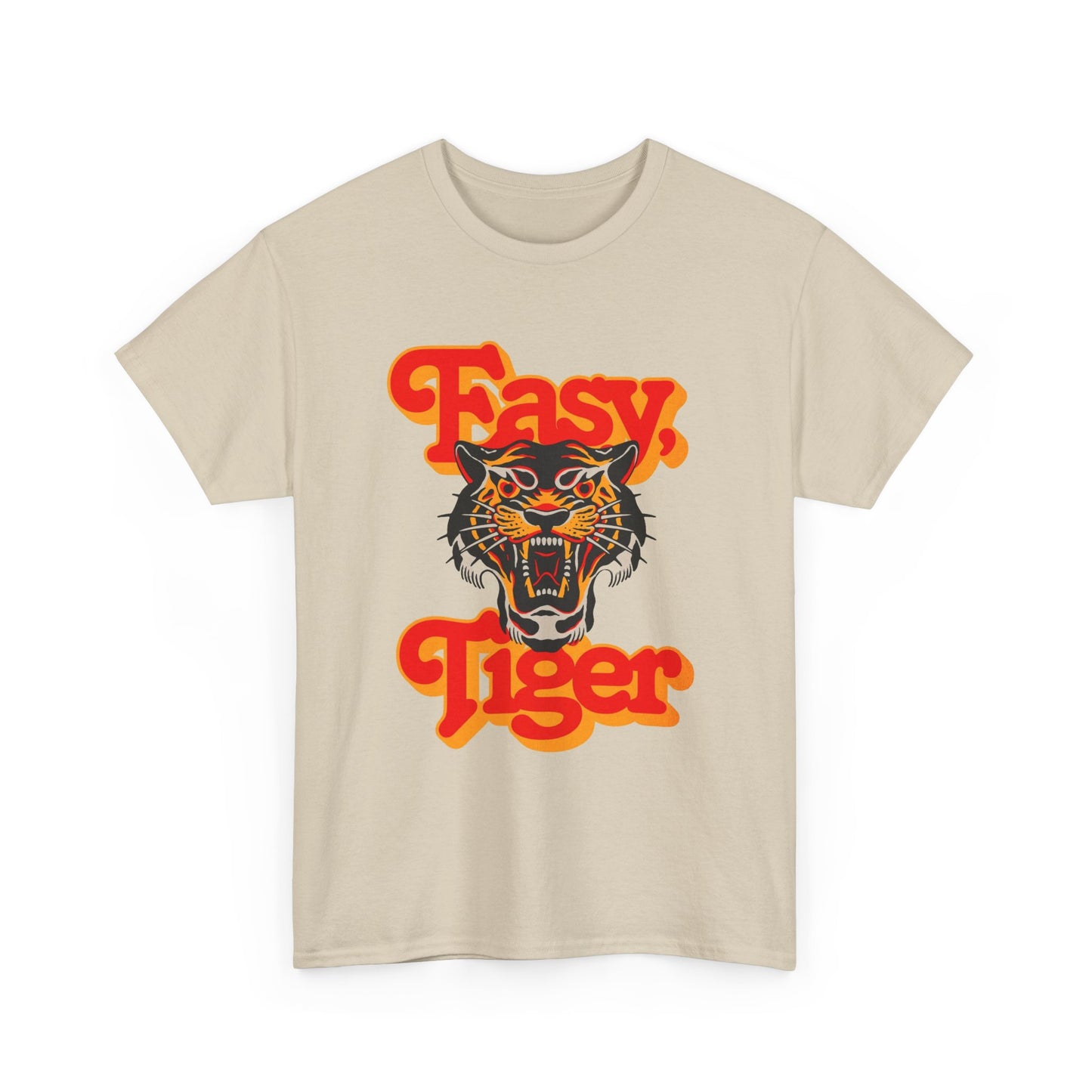 Easy Tiger Retro 70's Classic Graphic T Shirt Regular Men's Heavy Cotton Tee