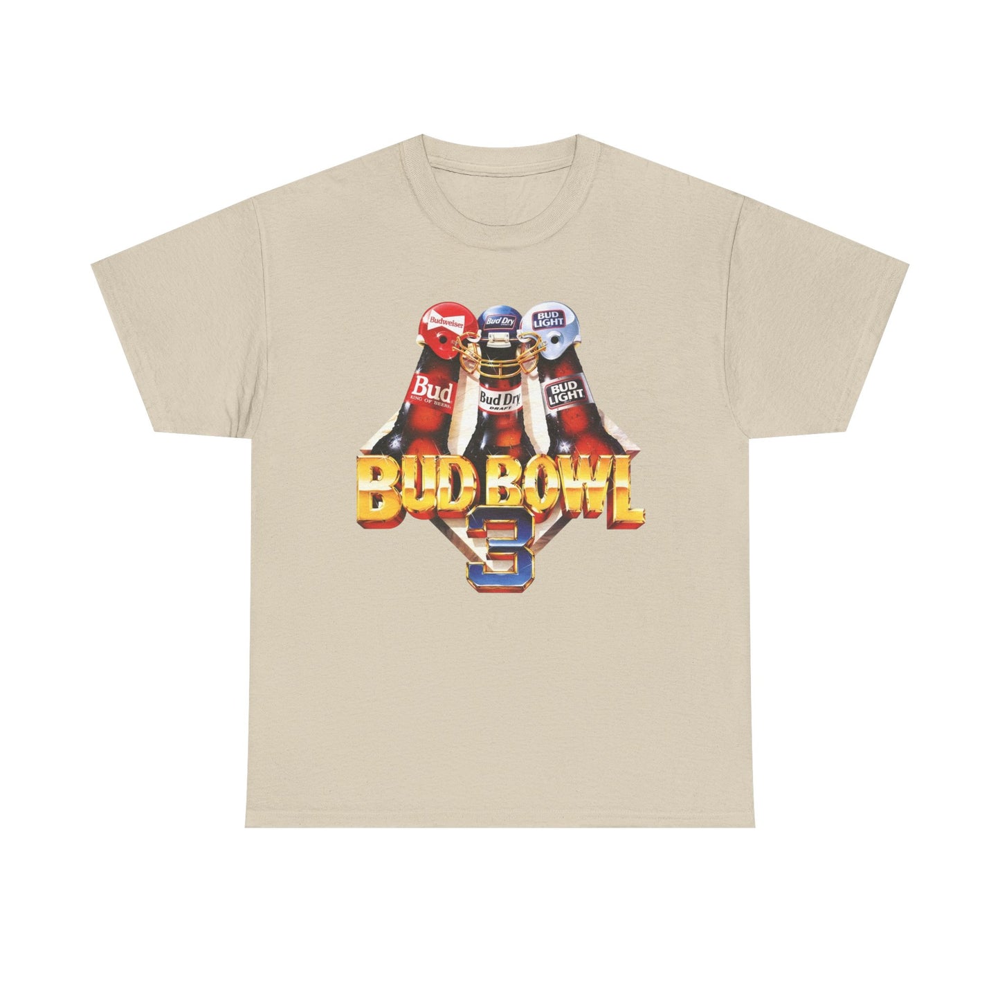 Bud Bowl Vintage Beer Graphic T-Shirt Unisex Heavy Cotton Tee Gift NEW