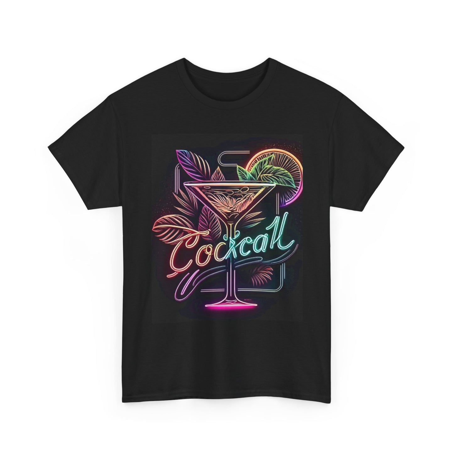 Neon Cocktail Graphic T Shirt Retro Miami Unisex Heavy Cotton Tee