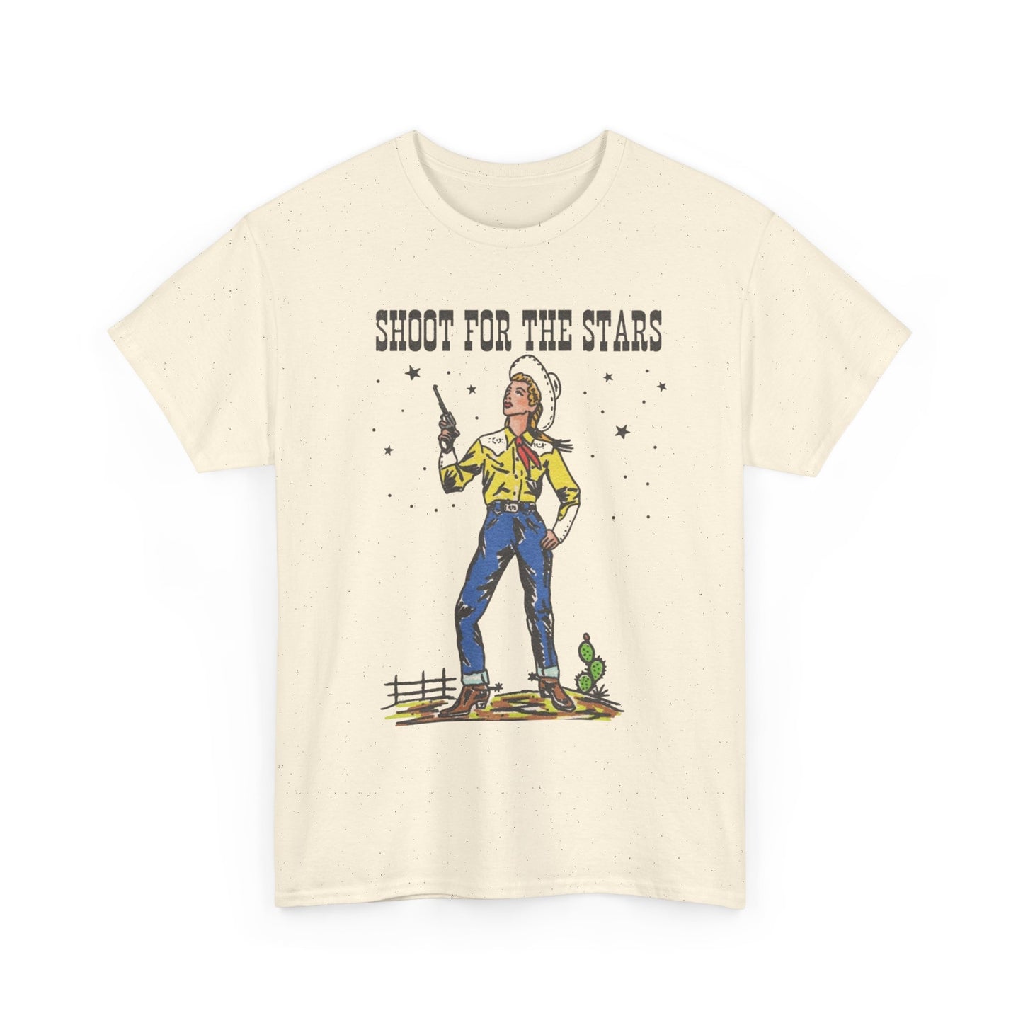 Shoot For The Stars Cowgirl Graphic T Shirt Unisex Heavy Cotton Tee NEW Gift