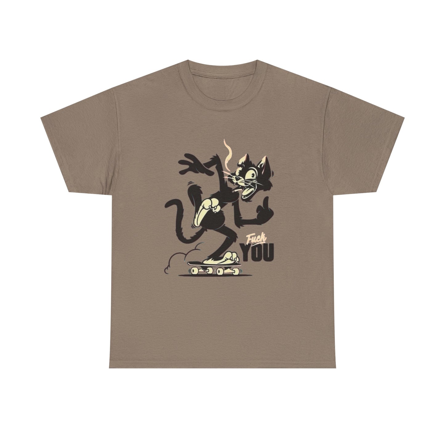 Funny Cat Middle Finger Graphic T Shirt NEW Vintage Unisex Heavy Cotton Tee