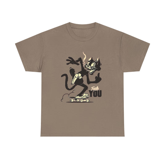 Funny Cat Middle Finger Graphic T Shirt NEW Vintage Unisex Heavy Cotton Tee