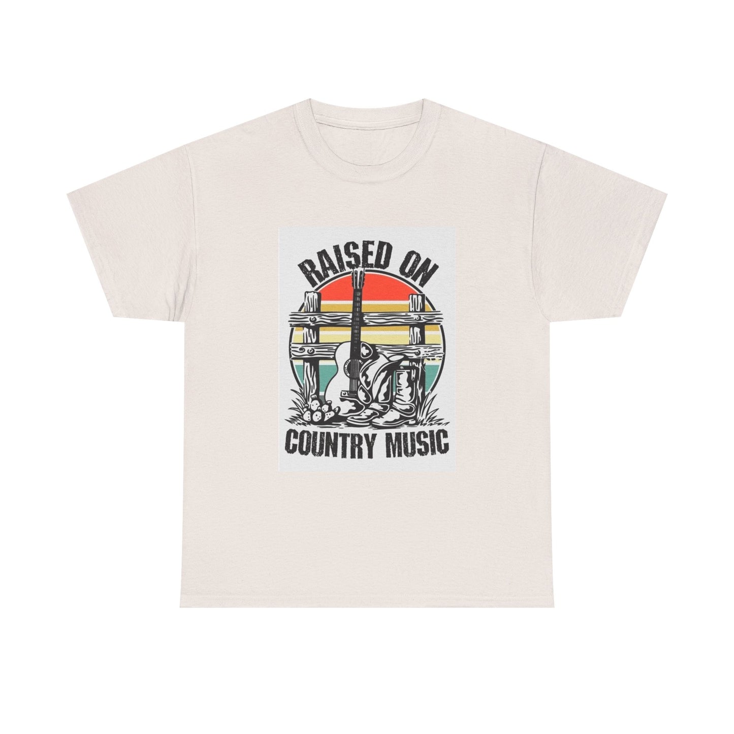 Raised On Country Music Tshirt Retro Music Unisex Heavy Cotton Tee