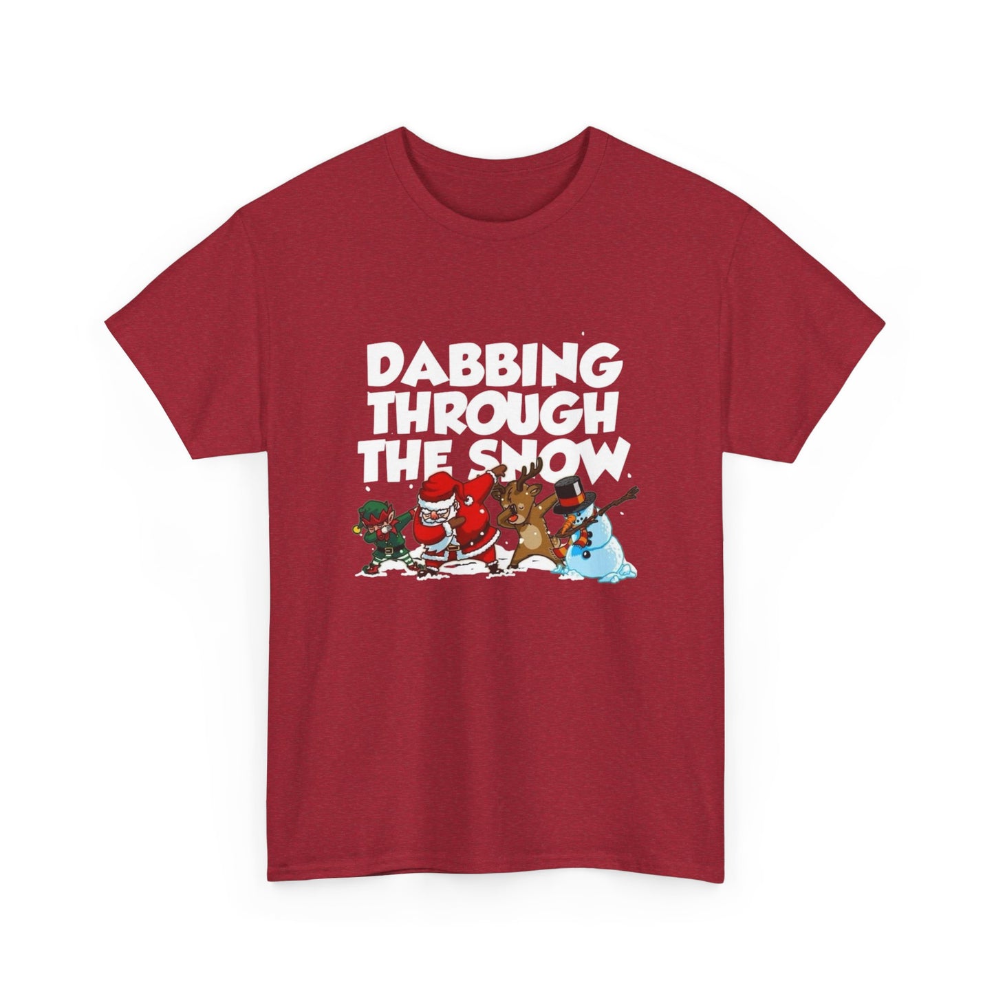 Dabbing Through The Snow Christmas Graphic T Shirt NEW Unisex Heavy Cotton Tee