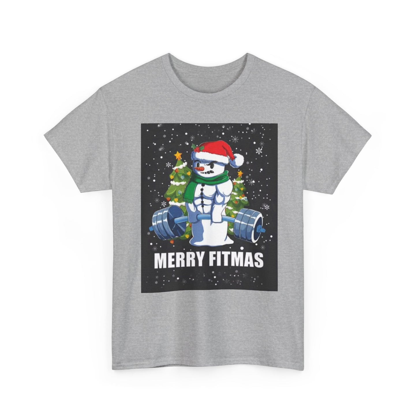Merry Fitmas Shirt Funny Gym Snowman Christmas Gym Unisex Heavy Cotton Tee