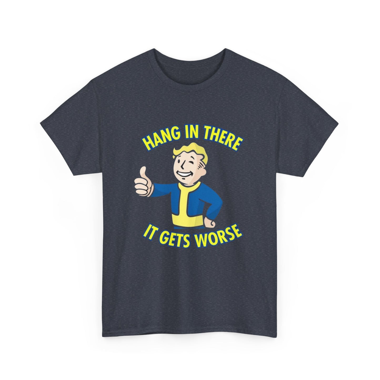Fallout Graphic T Shirt Hang In There Funny Vintage Game Unisex Heavy Cotton Tee