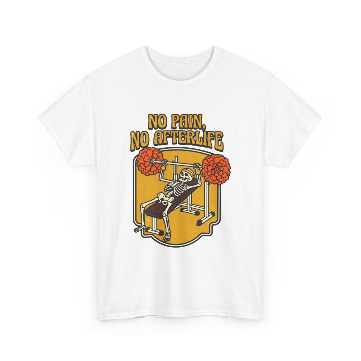 No Pain No Afterslife Skeleton Weightlifting T-Shirt Men's Graphic Tee