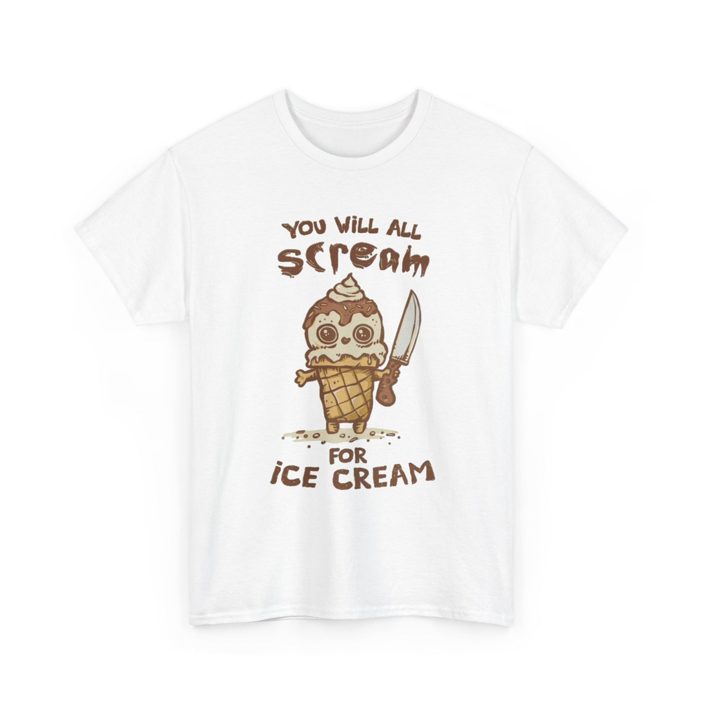 Scream For Ice Cream Funny Graphic T Shirt NEW Unisex Heavy Cotton Tee