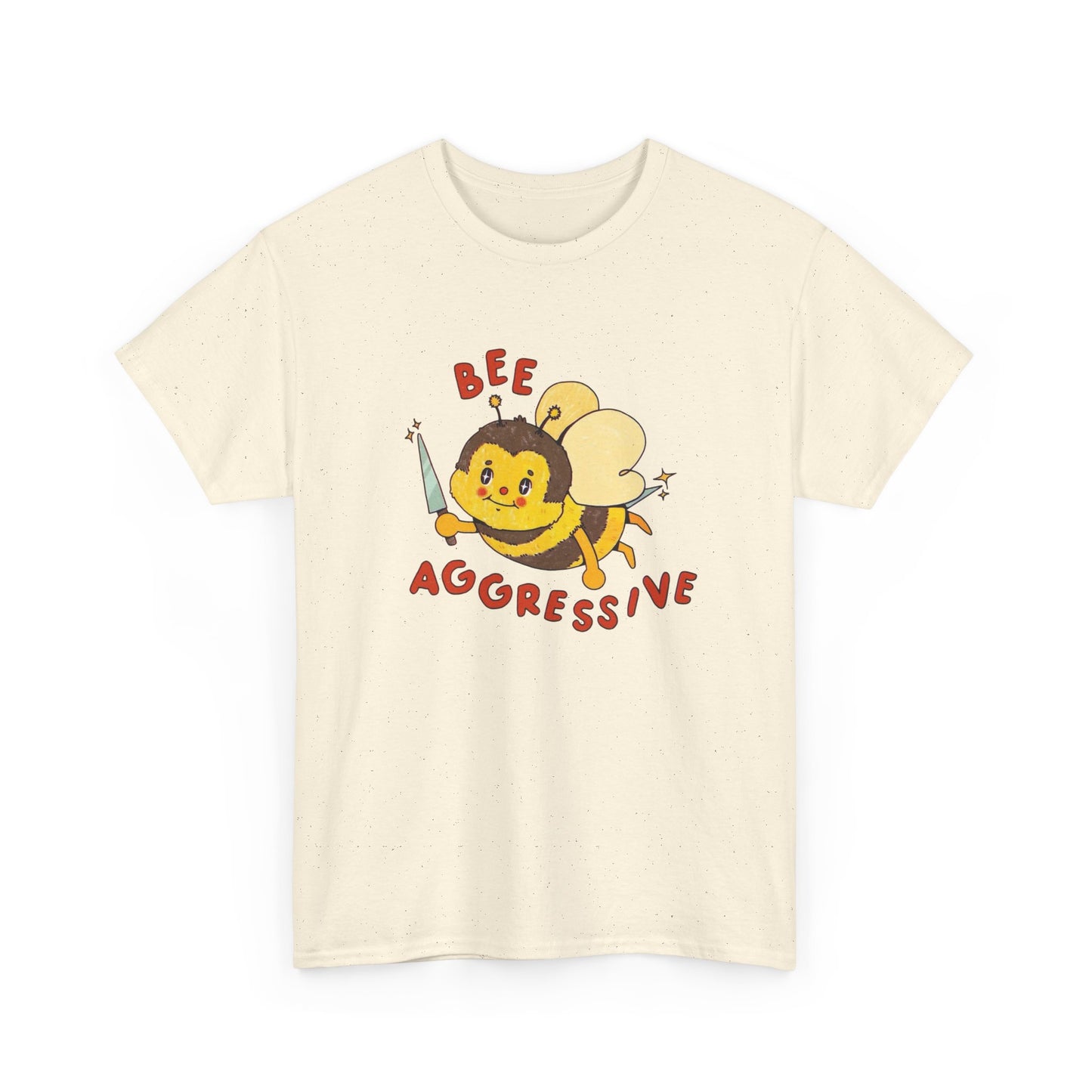 Bee Aggressive Cute T Shirt Graphic Unisex Heavy Cotton Tee NEW GIFT