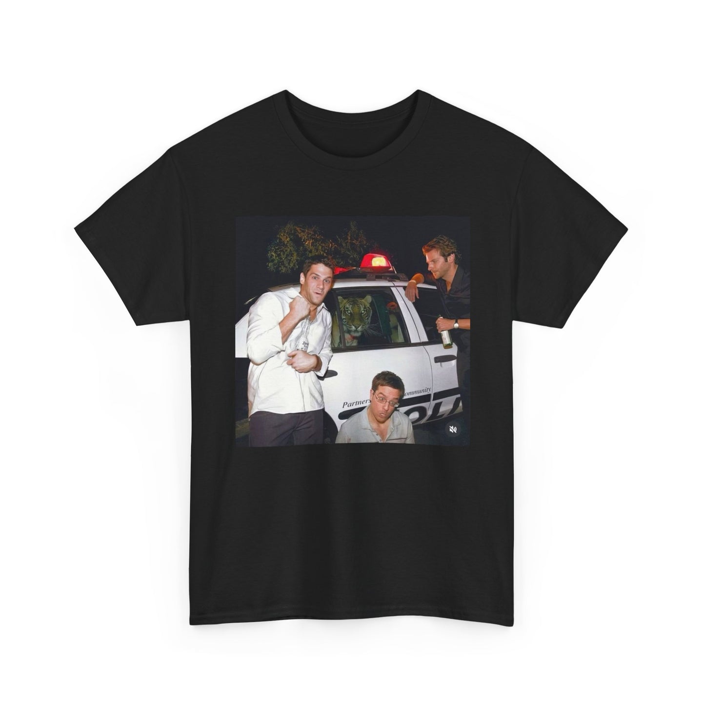 The Hangover Tiger In Cop Car Graphic T Shirt Unisex Heavy Cotton Tee Gift New