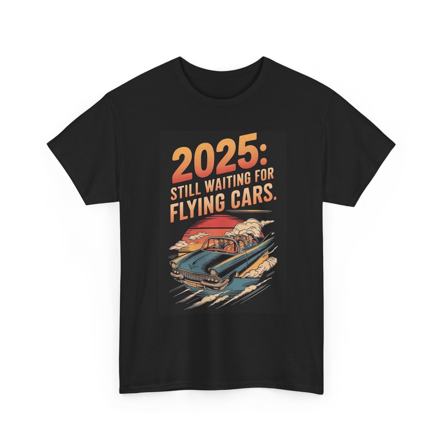 2025 Flying Cars Graphic T Shirt Funny Retro Unisex Heavy Cotton Tee