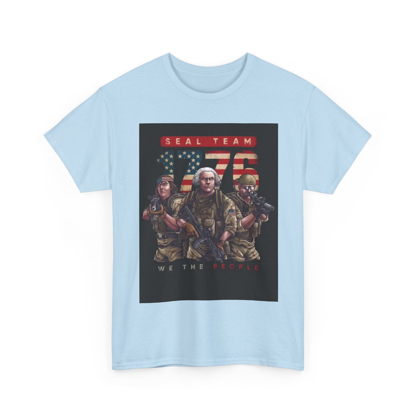 Navy Seals Team Tshirt 1776 America July 4th Flag Unisex Heavy Cotton Tee