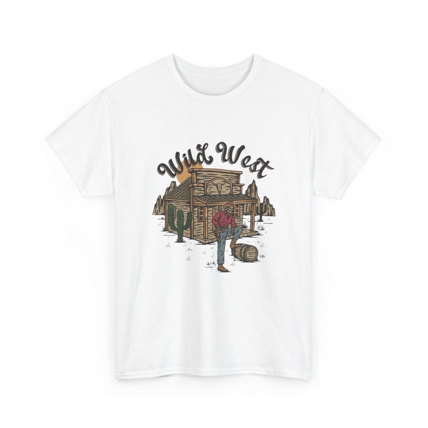 Wild West Skeleton Graphic T Shirt Unisex Heavy Cotton Tee New Gift