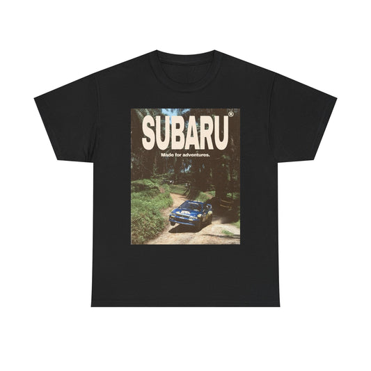 Subaru Retro Rally Poster Graphic T Shirt Unisex Heavy Cotton Tee