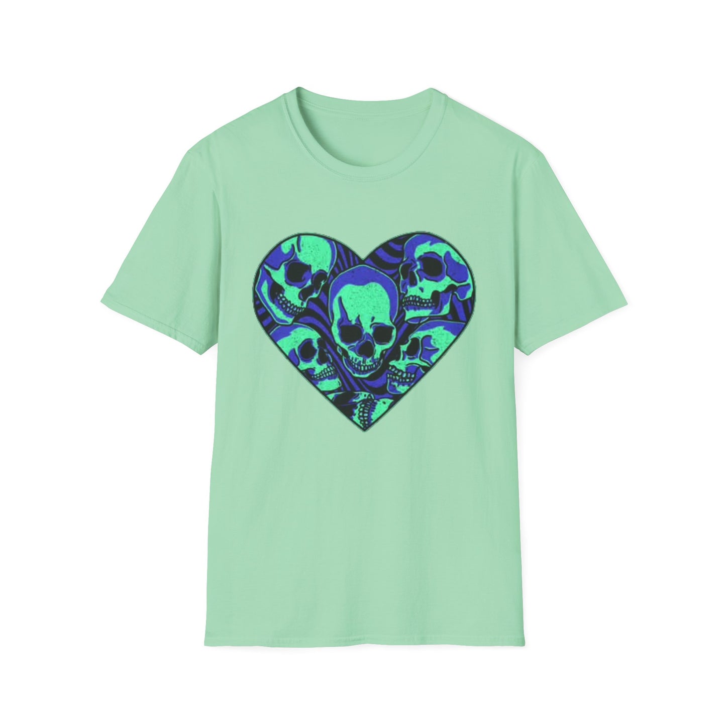 Death Heart Graphic T Shirt Retro Skeleton Unisex Softstyle T-Shirt