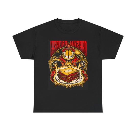 Lasanga Wizard T Shirt Funny Cat Graphic Kitten Comedy Unisex Heavy Cotton Tee