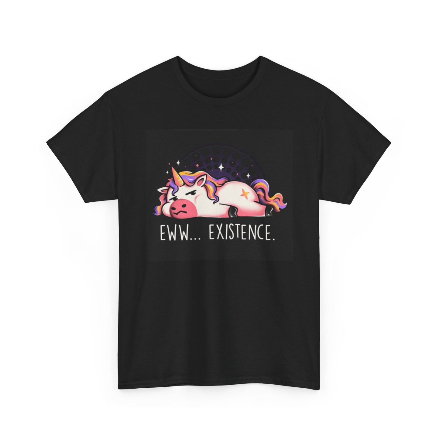 Aww Existence Funny Graphic T Shirt Humor Unicorn Lazy Unisex Heavy Cotton Tee