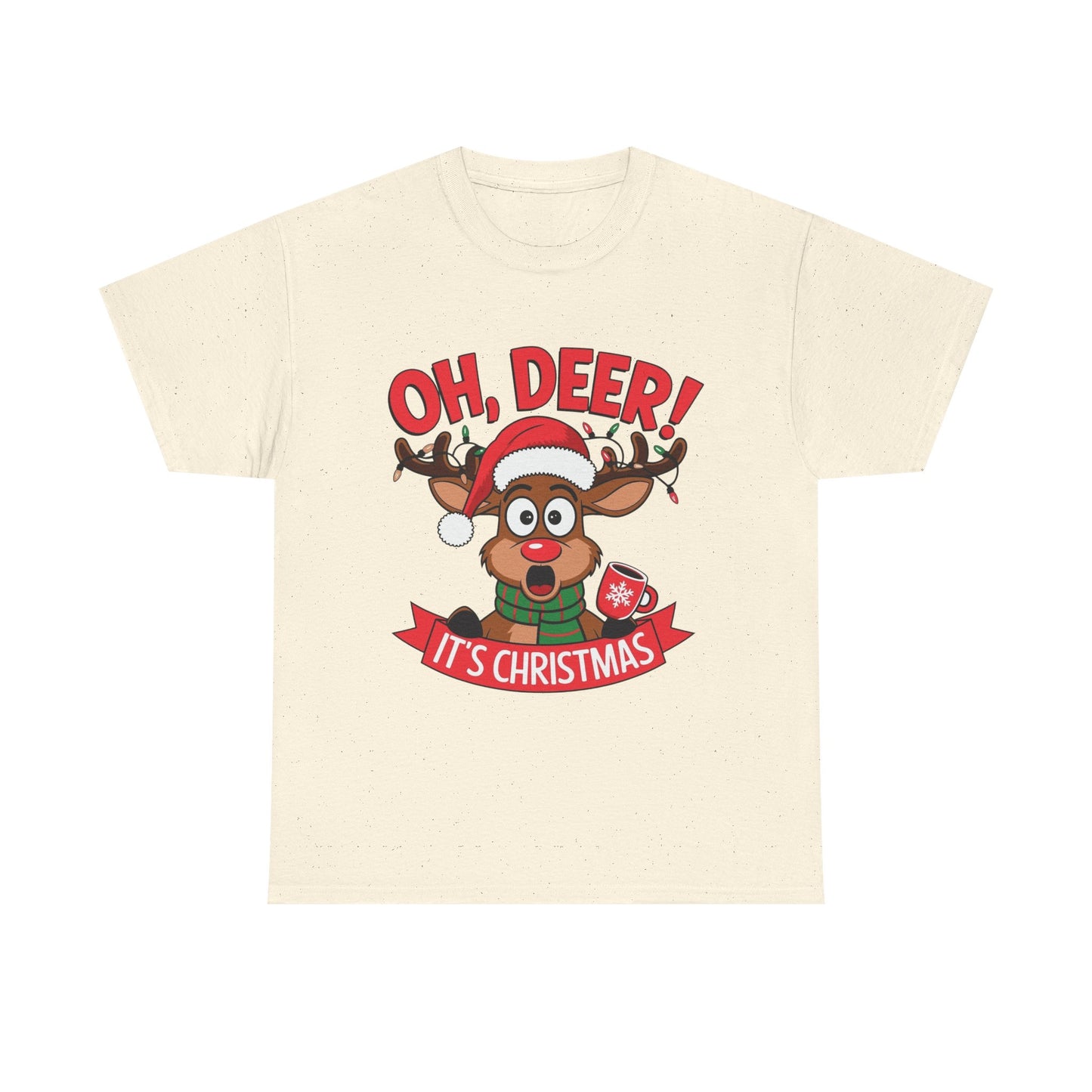 Oh Deer Its Christmas Graphic T Shirt NEW Unisex Heavy Cotton Tee