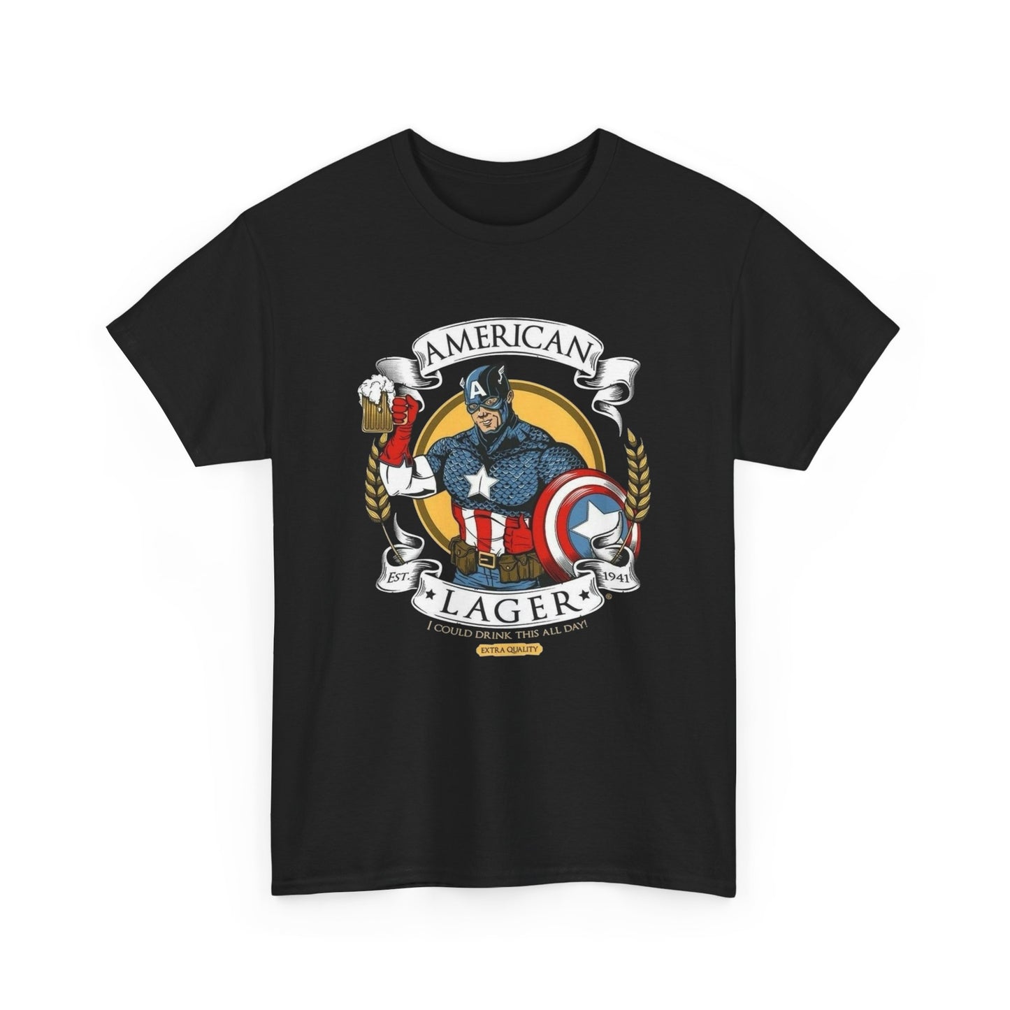 American Lager Beer Graphic T Shirt Unisex Heavy Cotton Tee