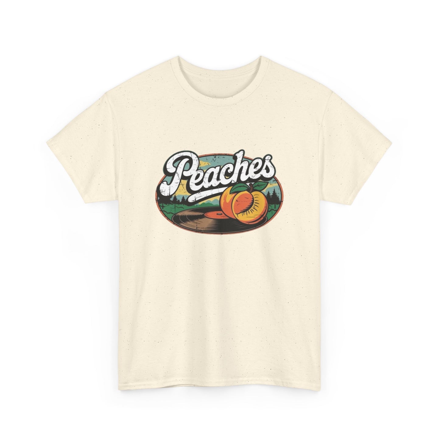 Peaches Retro Graphic T Shirt NEW Vintage Unisex Heavy Cotton Tee