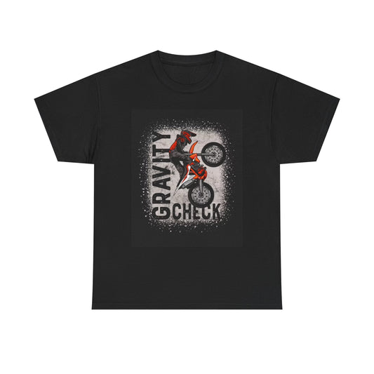 Gravity Check Motocross T Shirt Retro Dirbikes Unisex Heavy Cotton Tee