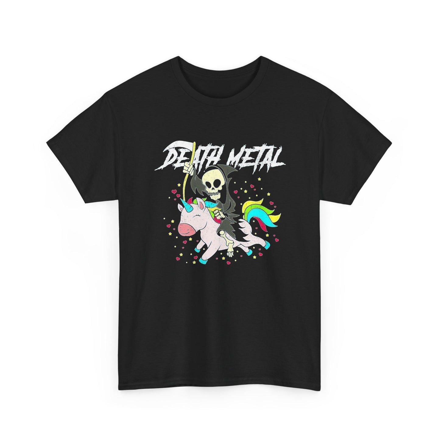 Death Metal Funny Unicorn Graphic T Shirt NEW Unisex Heavy Cotton Tee