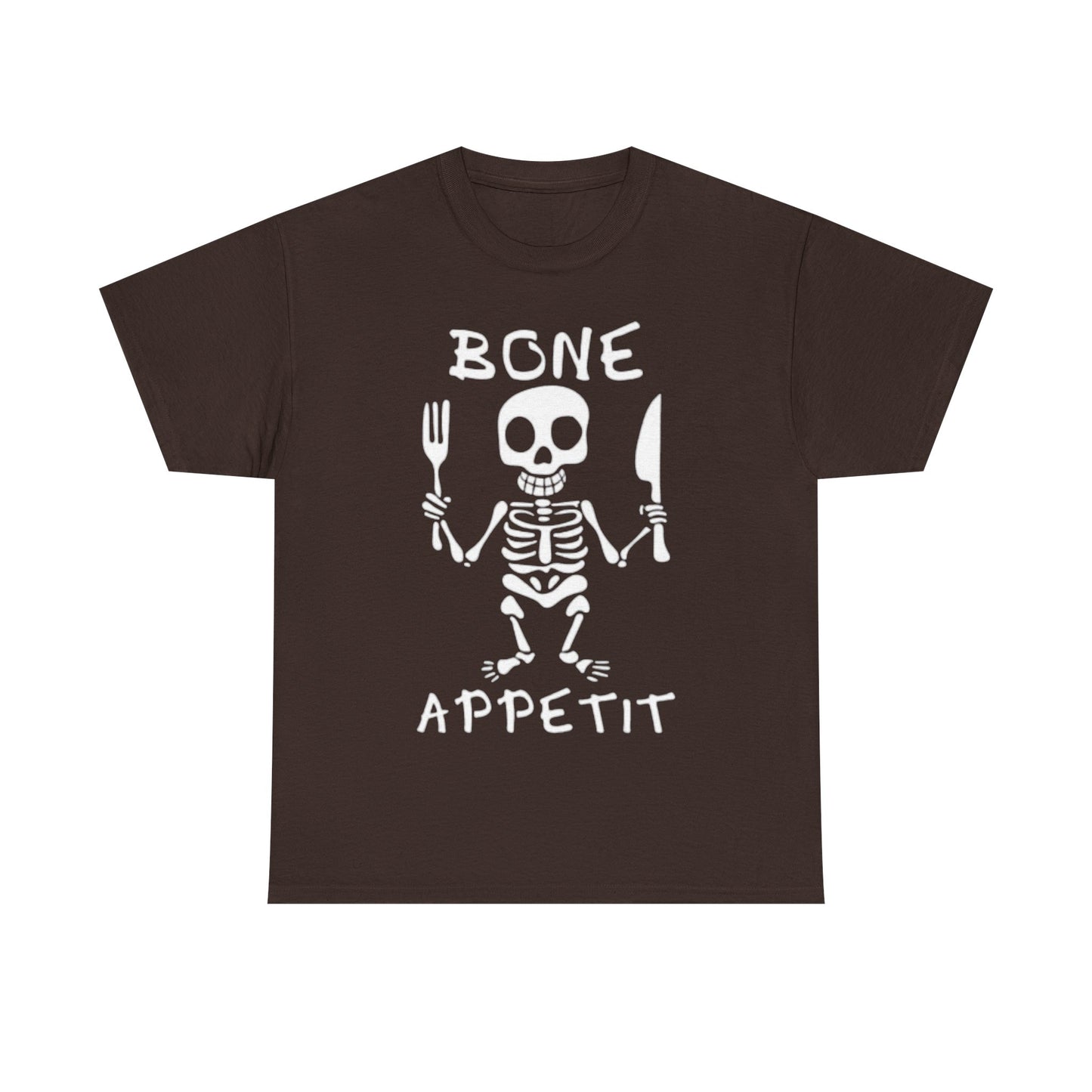 Bone Appetit Shirt Funny Comedy Jokes Skeleton Chef Sous Unisex Heavy Cotton Tee