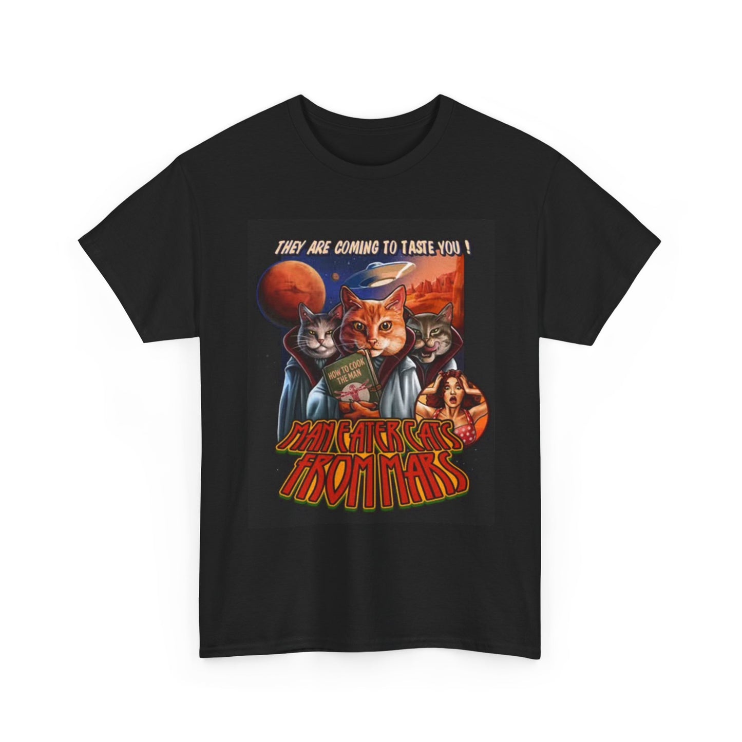 Space Kittens Aliens T Shirt Funny Graphic Cats Unisex Heavy Cotton Tee