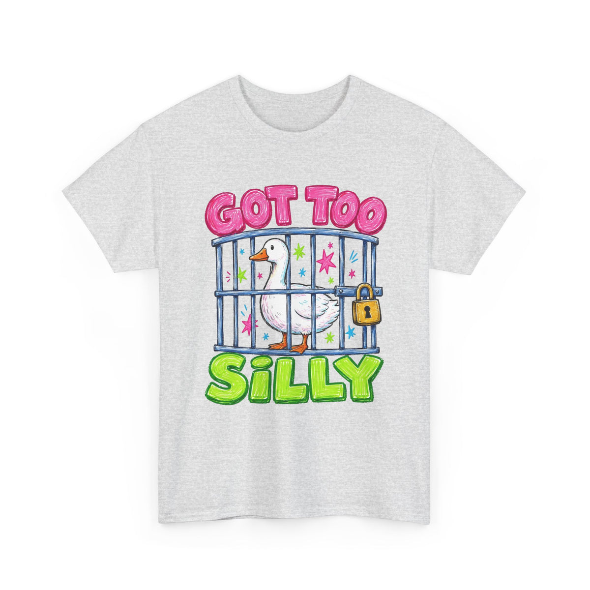 Got Too Silly Duck in Jail Funny Men's Graphic Tee T-Shirt