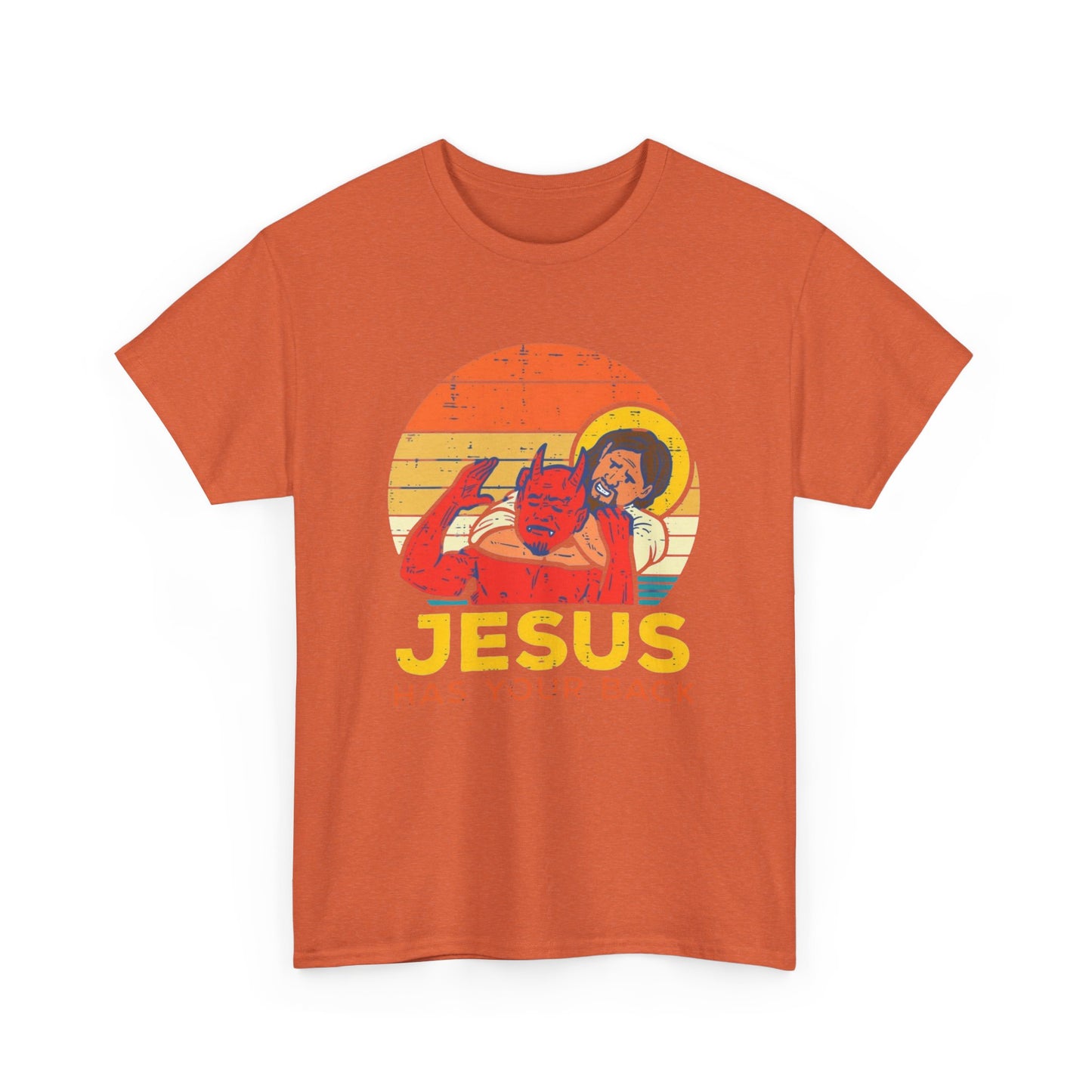 Jesus Has Your Back Graphic T Shirt Funny Humor Unisex Heavy Cotton Tee