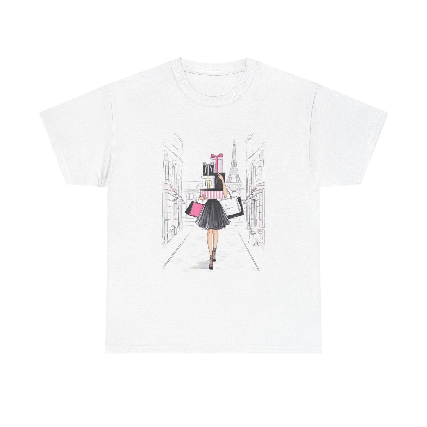 Shopping in Paris Tshirt Cute Girly Unisex Heavy Cotton Tee