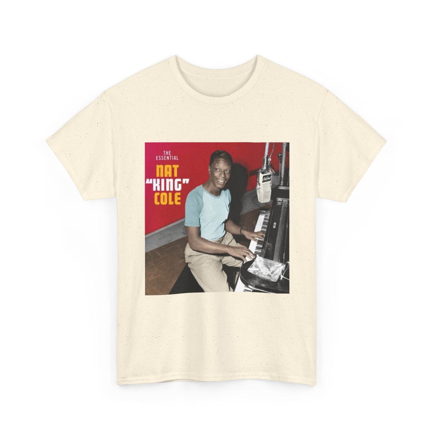 Nat King Cole Tshirt Vintage Piano Concert Poster retro Unisex Heavy Cotton Tee