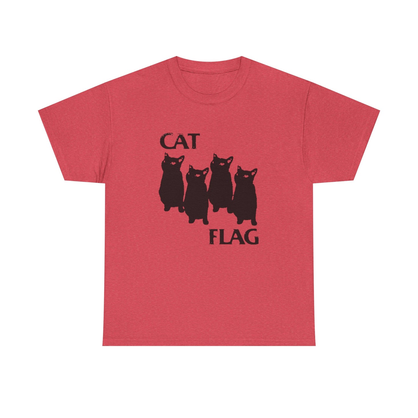 Cat Flag Funny Retro Graphic T Shirt Unisex Heavy Cotton Tee
