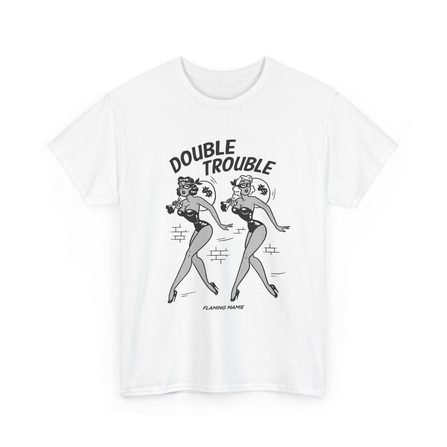 Double Trouble Pin Ups Girls Graphic T Shirt Women's BRAND NEW  Cotton Tee