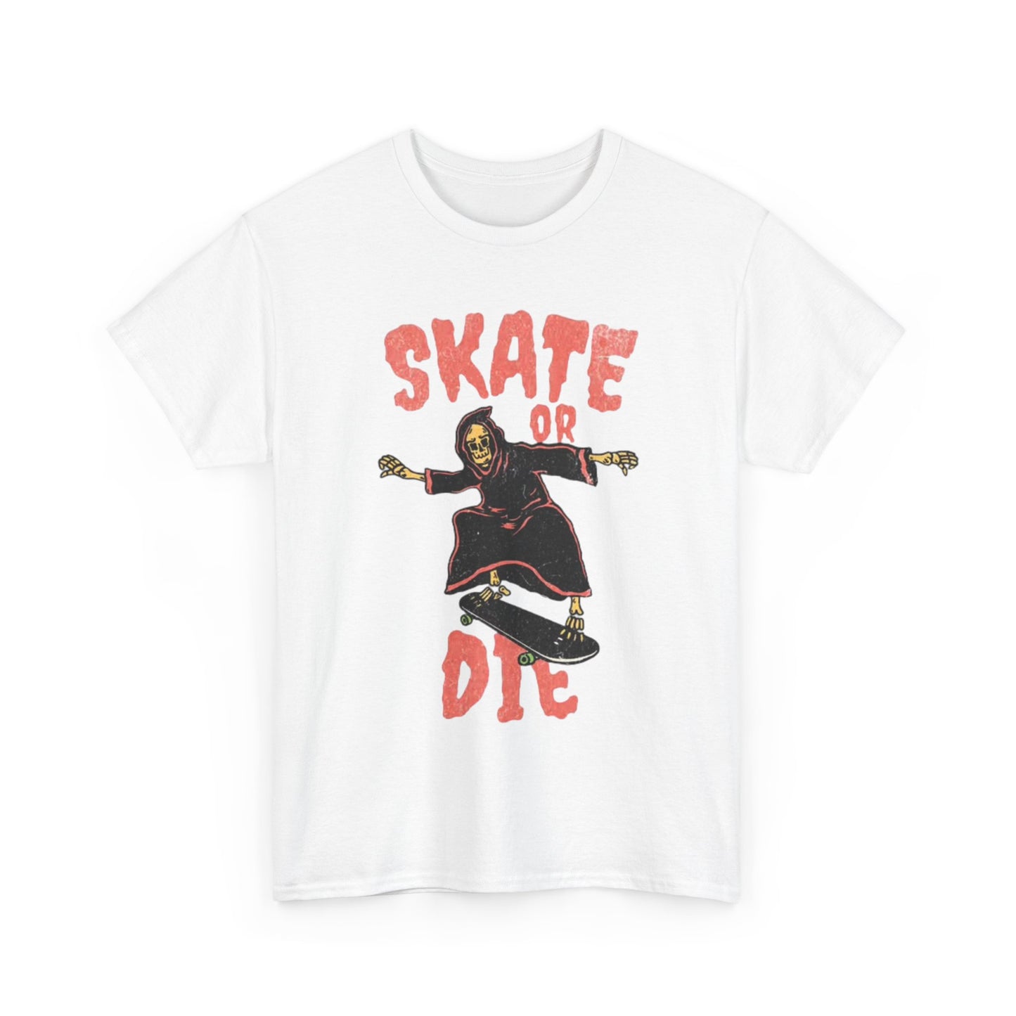Skate Or Die Shirt Retro Skateboarding Dunks Skeleton Unisex Heavy Cotton Tee